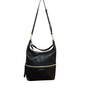Calvin Klein Black Hobo‎ Bag with Gold Accents